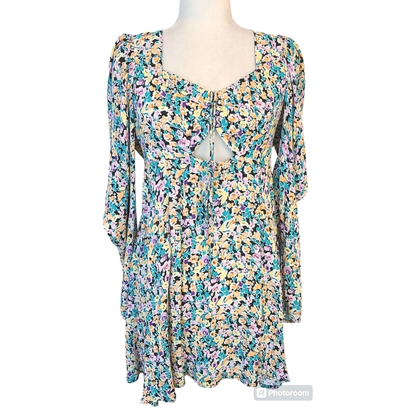 New Afrm Zion Puff Sleeve Mini Dress Size Small - Picture 10 of 11